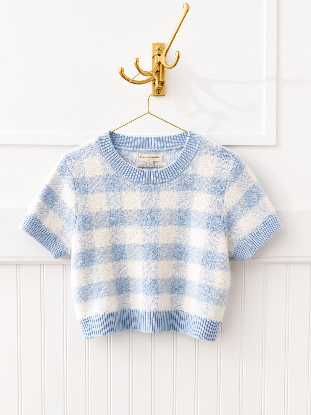 Aeropostale Light Blue & White Gingham Crop Top